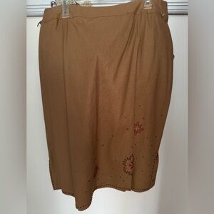 Elegant Brown Embroidered Skirt